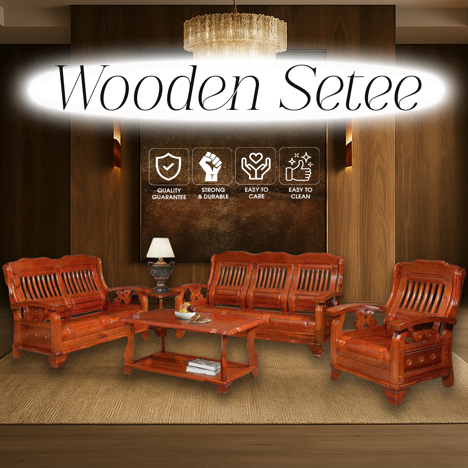 6022 WOODEN SETTEE