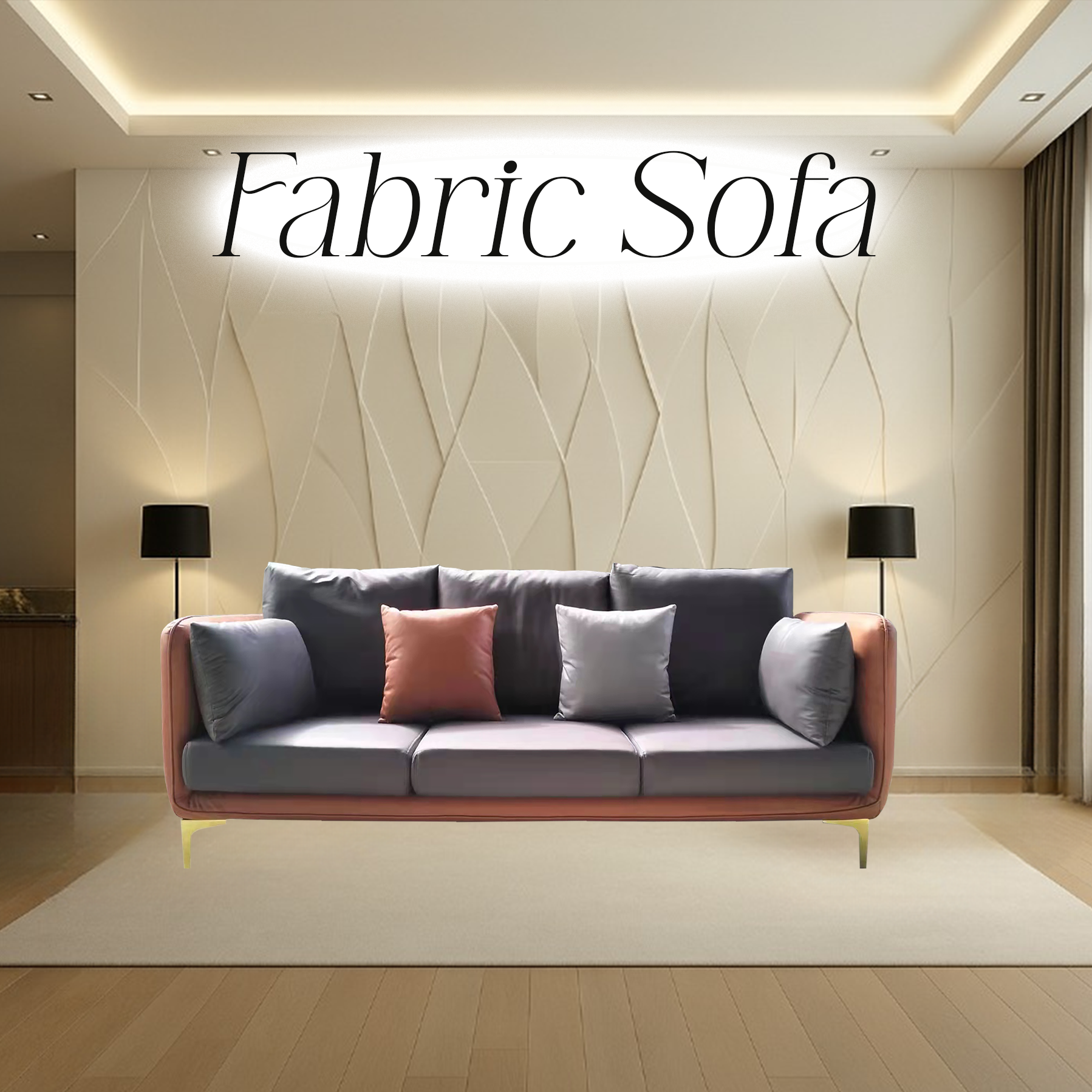 296 3 SEATER FABRIC SOFA