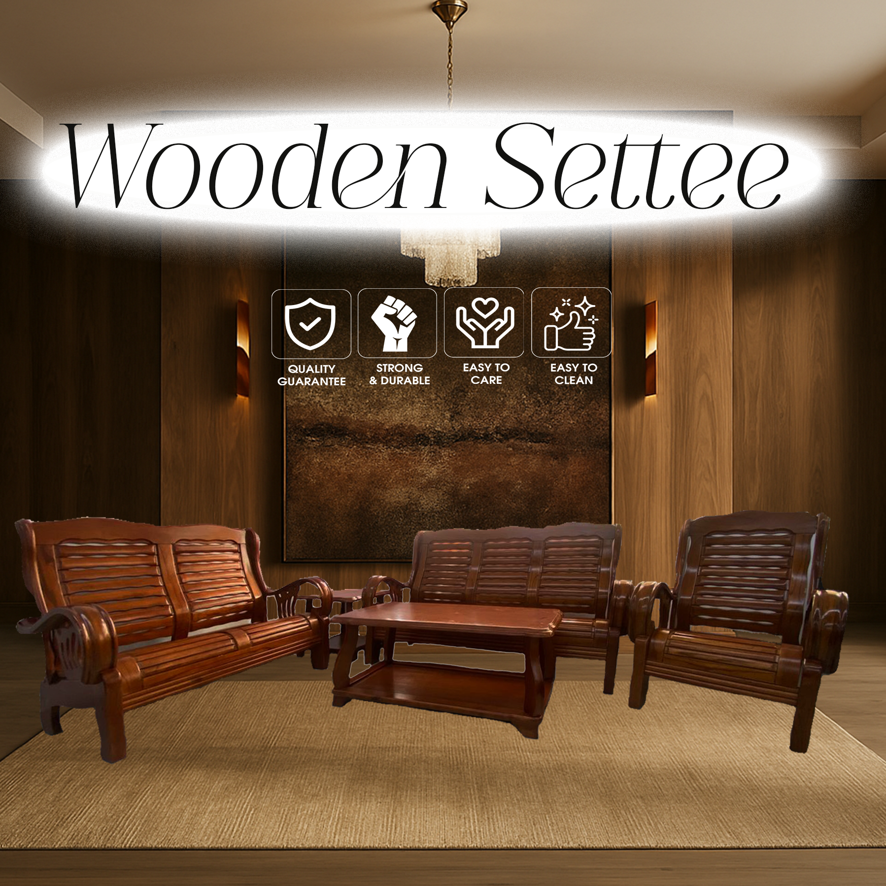 6067 (1+2+3+CT+ST) WOODEN SETTEE